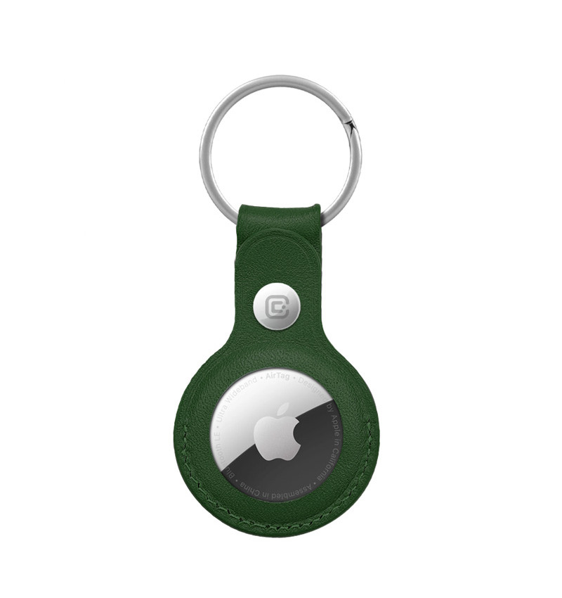 Crong Leather Case with Key Ring – Skórzane etui ochronne brelok do Apple AirTag (zielony)  Crong Leather Case with Key Ring – Skórzane etui ochronne brelok do Apple AirTag (zielony)