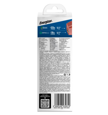 Energizer Ultimate - Ładowarka samochodowa USB-C USB-A 38W PD + QC3.0 (Walnut) 