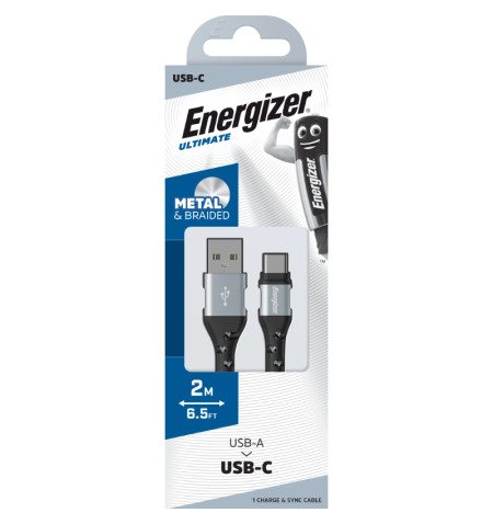 Energizer Ultimate - Kabel połączeniowy USB-A do USB-C 2m (Srebrny) 