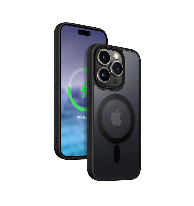 Crong Hybrid Frost MAG Cover - Etui iPhone 15 Pro Max MagSafe (czarny)  Crong Hybrid Frost MAG Cover - Etui iPhone 15 Pro Max MagSafe (czarny)