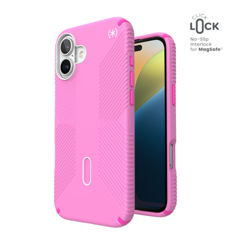 Speck Presidio2 Grip ClickLock MagSafe - Etui iPhone 16 Plus (True Pink / Shocking Pink / White)
