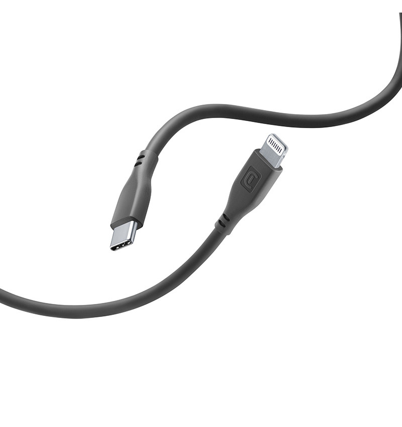 Cellularline Soft Cable - Kabel USB-C do Lightning certyfikat MFi 1.2 m (czarny)  Cellularline Soft Cable - Kabel USB-C do Lightning certyfikat MFi 1.2 m (czarny)