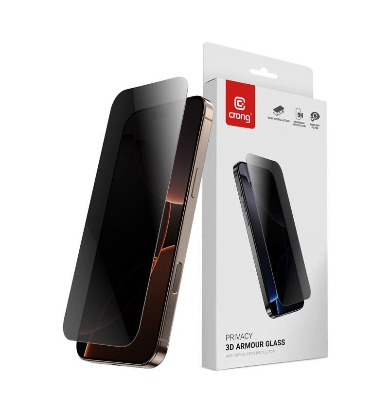 Crong Privacy 3D Armour Glass - Hartowane szkło prywatyzujące iPhone 17 Pro Max / iPhone 16 Pro Max  Crong Privacy 3D Armour Glass - Hartowane szkło prywatyzujące iPhone 17 Pro Max / iPhone 16 Pro Max