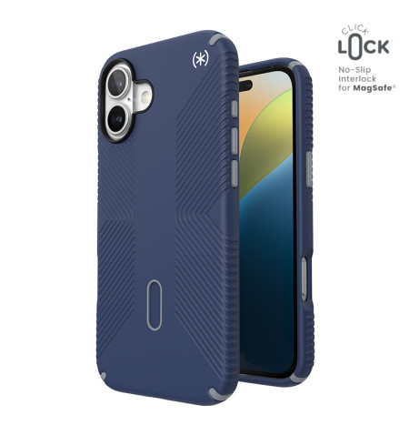 Speck Presidio2 Grip ClickLock MagSafe - Etui iPhone 16 Plus (Coastal Blue / Dust Grey / White)