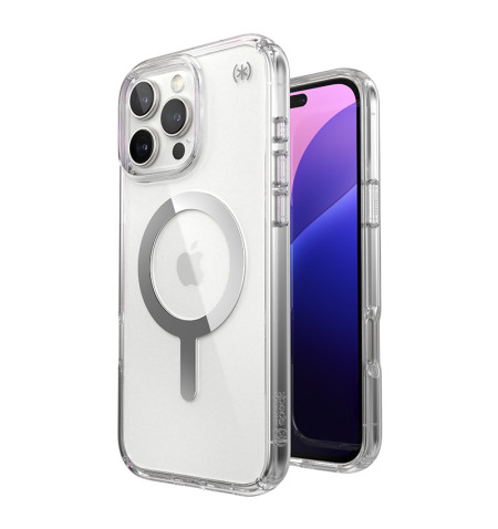 Speck Presidio Perfect-Clear MagSafe - Etui iPhone 16 Pro Max (Clear / Chrome Finish / Serene Silver) 