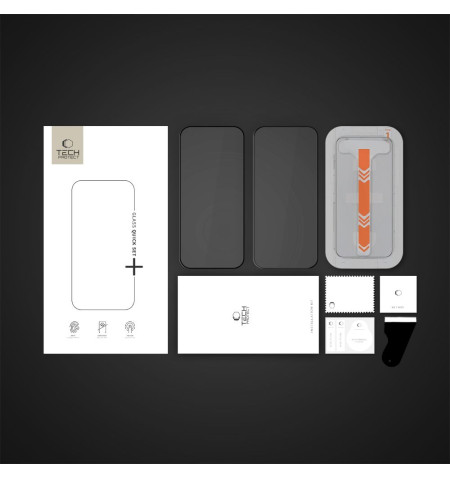 SZKŁO HARTOWANE TECH-PROTECT QUICK SET+ 2-PACK IPHONE 13 / 13 PRO / 14 / 16E BLACK 