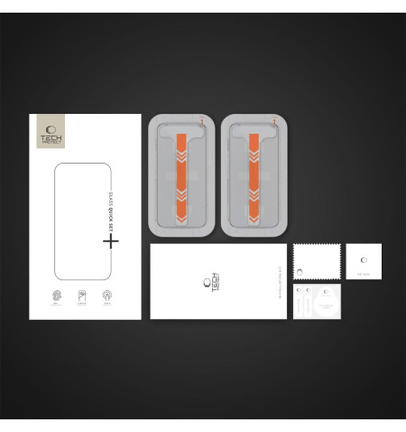 SZKŁO HARTOWANE TECH-PROTECT QUICK SET+ 2-PACK IPHONE 13 / 13 PRO / 14 / 16E BLACK 