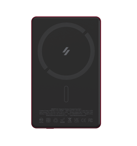 Adam Elements Gravity C5 - magnetyczny power bank bezprzewodowy 5000 mAh - czerwony 