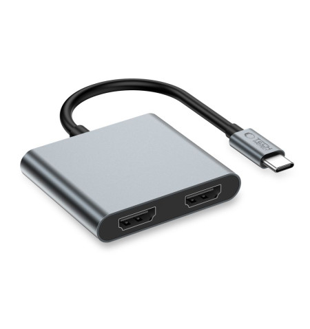 TECH-PROTECT HB08 HUB ADAPTER 4IN1 TYPE-C + USB2.0 + 2 x HDMI 4K 60HZ SPACE GREY 