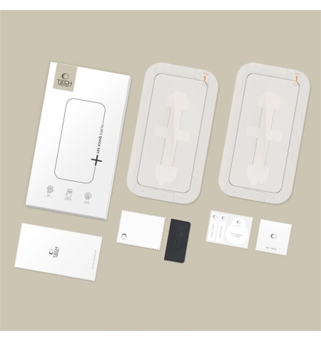 SZKŁO HARTOWANE TECH-PROTECT QUICK SET+ 2-PACK IPHONE 13 / 13 PRO / 14 / 16E BLACK 