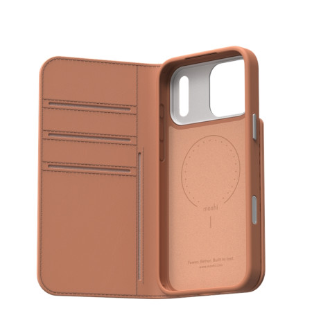 Moshi Overture MagSafe - Skórzane etui 3w1 z klapką iPhone 17 Pro Max (Misty Coral) 