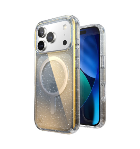 Speck Presidio Lux MagSafe - Etui iPhone 17 Pro (Hyper Mirror Glitter / Silver Metallic)
