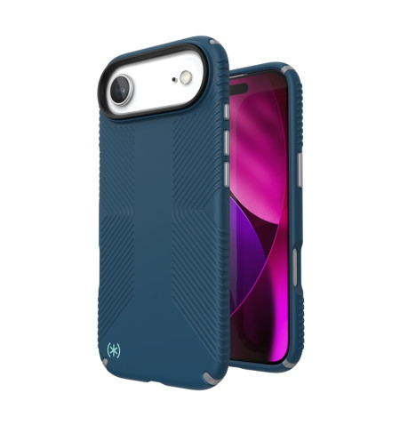 Speck Presidio2 Grip MagSafe - Etui iPhone Air (Deep Sea / Silver Metallic / Spell Blue)