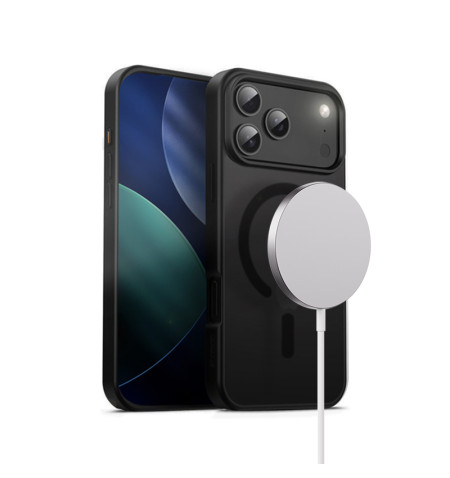 Crong Hybrid Frost MAG Cover - Etui MagSafe iPhone 17 Pro Max (czarny)