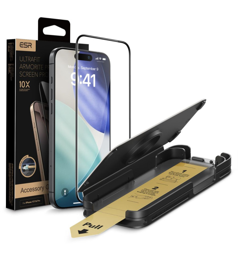 SZKŁO HARTOWANE ESR ULTRAFIT ARMORITE PRO TEMPERED GLASS IPHONE 17 PRO BLACK  SZKŁO HARTOWANE ESR ULTRAFIT ARMORITE PRO TEMPERED GLASS IPHONE 17 PRO BLACK