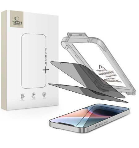 SZKŁO PRYWATYZUJĄCE TECH-PROTECT QUICK SET SPY+ 2-PACK IPHONE 13 / 13 PRO / 14 / 16E PRIVACY