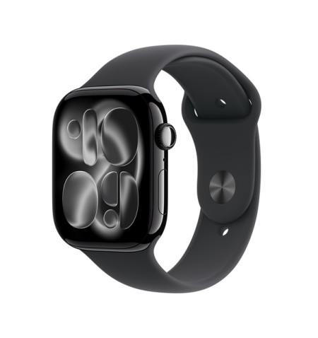 Apple Watch 11 - 46mm Aluminiowa Koperta Jet Black z paskiem silikonowym czarnym (M/L) - GPS