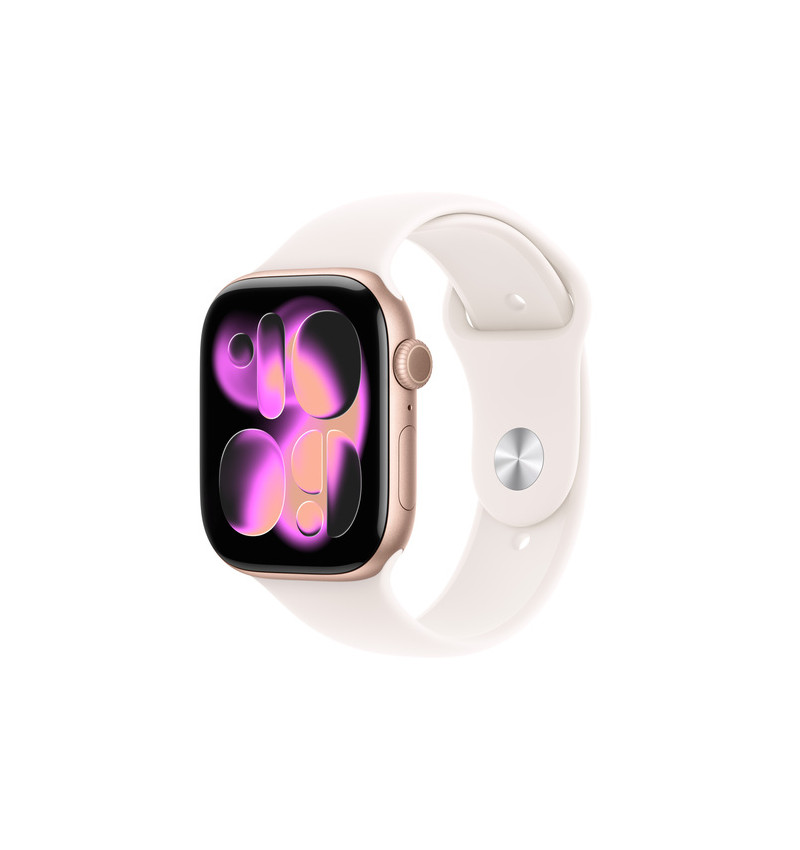Apple Watch 11 - 46mm Aluminiowa Koperta Różowe złoto z paskiem silikonowym łagodny róż (M/L) - GPS+Cellular  Apple Watch 11 - 46mm Aluminiowa Koperta Różowe złoto z paskiem silikonowym łagodny róż (M/L) - GPS+Cellular