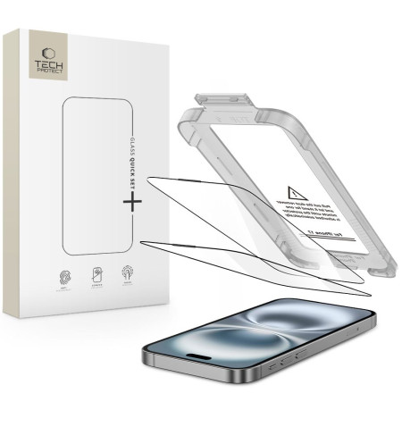 SZKŁO HARTOWANE TECH-PROTECT QUICK SET+ 2-PACK IPHONE 17 BLACK