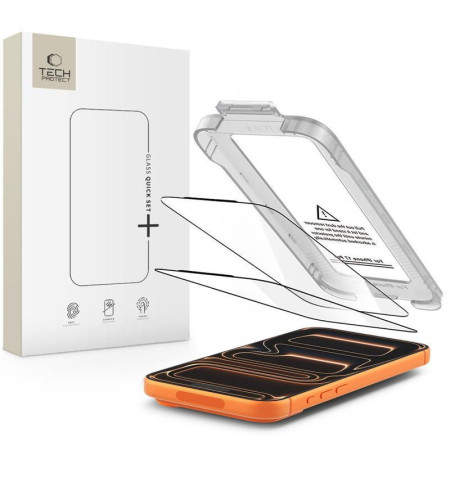 SZKŁO HARTOWANE TECH-PROTECT QUICK SET+ 2-PACK IPHONE 17 PRO BLACK 