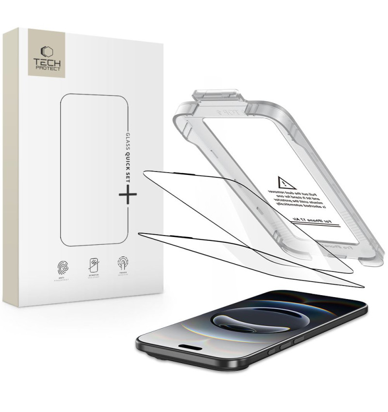 SZKŁO HARTOWANE TECH-PROTECT QUICK SET+ 2-PACK IPHONE AIR BLACK  SZKŁO HARTOWANE TECH-PROTECT QUICK SET+ 2-PACK IPHONE AIR BLACK