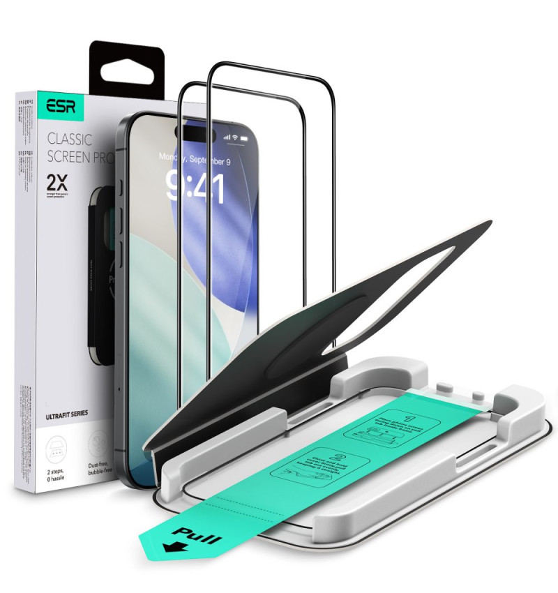 SZKŁO HARTOWANE ESR ULTRAFIT TEMPERED GLASS 2-PACK IPHONE 17 PRO MAX BLACK  SZKŁO HARTOWANE ESR ULTRAFIT TEMPERED GLASS 2-PACK IPHONE 17 PRO MAX BLACK