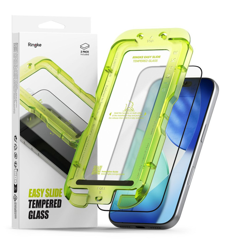SZKŁO HARTOWANE RINGKE EASY SLIDE 2-PACK IPHONE 17 PRO MAX BLACK  SZKŁO HARTOWANE RINGKE EASY SLIDE 2-PACK IPHONE 17 PRO MAX BLACK