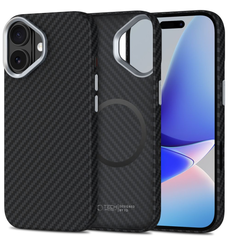 TECH-PROTECT ION CARBON MAGSAFE IPHONE 17 BLACK/SILVER  TECH-PROTECT ION CARBON MAGSAFE IPHONE 17 BLACK/SILVER