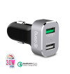 Crong Power Car Charger 30W - Ładowarka samochodowa USB QuickCharge 3.0 + USB 2.4A (aluminium)