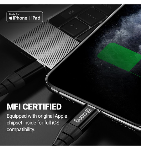 Crong Armor Link - Kabel USB-C Lightning Fast Charging MFi 150cm (czarny) 