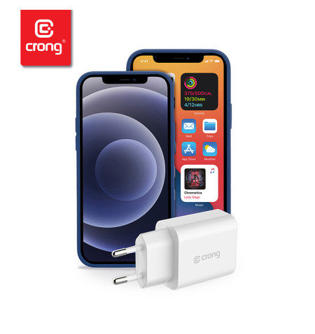 Crong USB-C Travel Charger – Ładowarka sieciowa USB-C Power Delivery 20W (biały) 