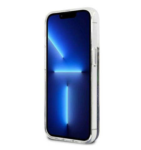 Guess Liquid Glitter Flower – Etui iPhone 13 mini (niebieski) 