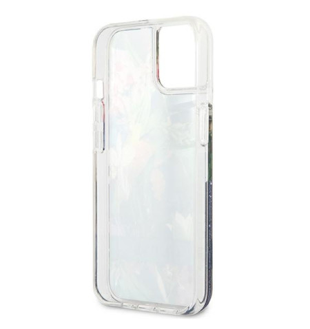 Guess Liquid Glitter Flower – Etui iPhone 13 mini (niebieski) 