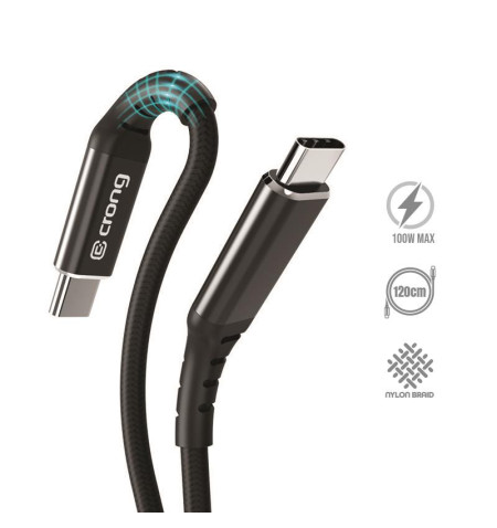 Crong Armor Link - Kabel 100W PD 5A USB-C do USB-C 120cm (czarny) 
