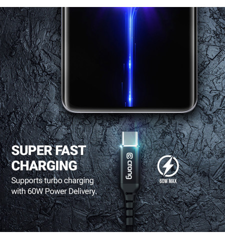 Crong Armor Link - Kabel 100W PD 5A USB-C do USB-C 200cm (czarny) 