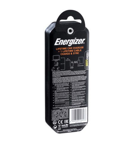 Energizer HardCase - Ładowarka samochodowa 2x USB-A 17W 3.4A + Kabel Lightning certyfikat MFi (Czarny) 