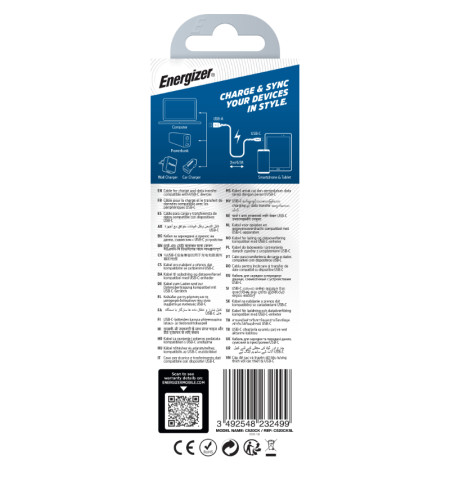 Energizer Ultimate - Kabel połączeniowy USB-A do USB-C 2m (Srebrny) 