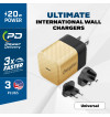 Energizer Ultimate - Ładowarka sieciowa podróżna Multiplug EU / UK / US GaN USB-C 20W PD (Złoty)