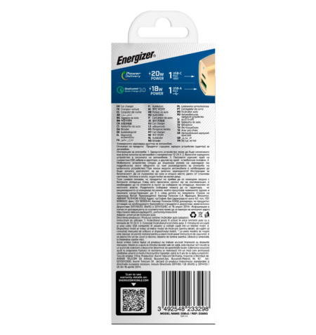 Energizer Ultimate - Ładowarka samochodowa USB-C USB-A 38W PD + QC3.0 (Złoty / Czarny) 