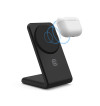 Crong MagSpot Stand - Ładowarka bezprzewodowa 2w1 z MagSafe do iPhone i AirPods (czarny)