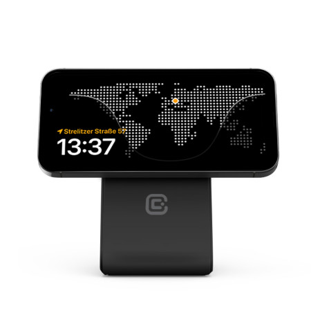 Crong MagSpot Stand - Ładowarka bezprzewodowa 2w1 z MagSafe do iPhone i AirPods (czarny) 