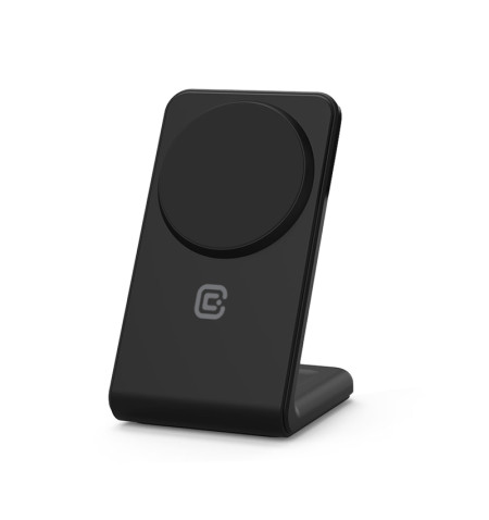 Crong MagSpot Stand - Ładowarka bezprzewodowa 2w1 z MagSafe do iPhone i AirPods (czarny) 