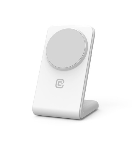 Crong MagSpot Stand - Ładowarka bezprzewodowa 2w1 z MagSafe do iPhone i AirPods (biały) 