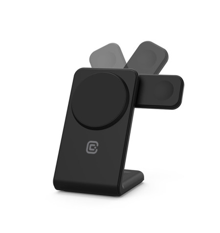 Crong MagSpot Pivot Stand - Ładowarka bezprzewodowa 3w1 z MagSafe do iPhone, Apple Watch i AirPods (czarny) 