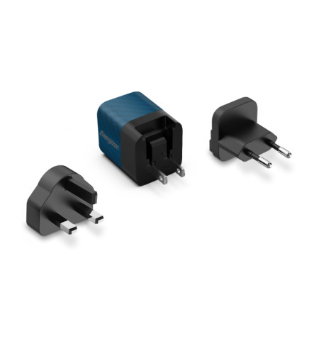 Energizer Ultimate - Ładowarka sieciowa podróżna Multiplug EU / UK / US GaN USB-C 20W PD (Niebieski) 