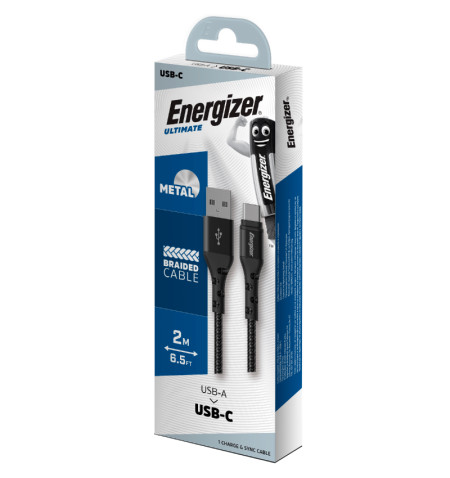 Energizer Ultimate - Kabel połączeniowy USB-A do USB-C 2m (Czarny) 