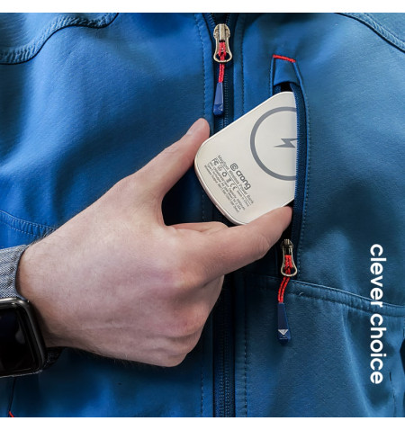 Crong MagSpot Power Bank - Bezprzewodowy power bank ultra slim z MagSafe 5000mAh, USB-C 20W PD (biały) 