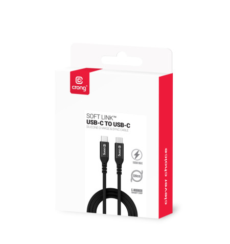 Crong Soft Link - Kabel 100W PD 5A USB-C do USB-C 200cm (czarny) 