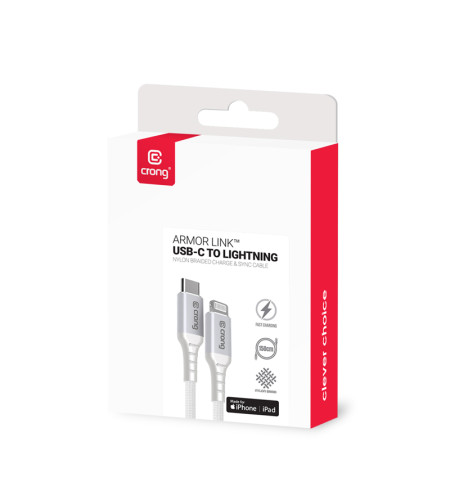Crong Armor Link - Kabel USB-C Lightning Fast Charging MFi 150cm (biały) 
