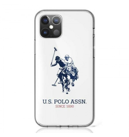 US Polo Assn Big Double Horse Logo - Etui iPhone 12 / iPhone 12 Pro (biały) 